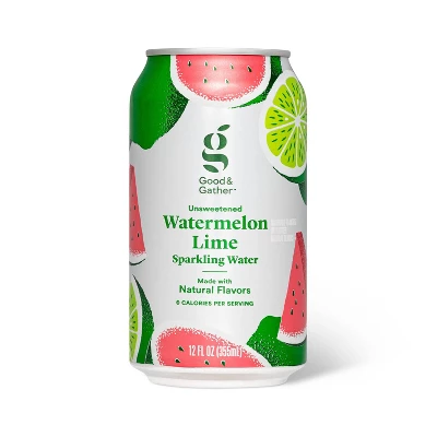 Watermelon Lime Sparkling Water - 8pk/12 Fl Oz Cans - Good & Gather™ 1 Watermelon Lime Sparkling Water - 8pk/12 Fl Oz Cans - Good & Gather™
