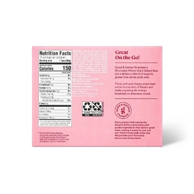 Organic Strawberry Shortcake Whole Grain Baked Bar - 12ct - Good & Gather™ 1 Organic Strawberry Shortcake Whole Grain Baked Bar - 12ct - Good & Gather™