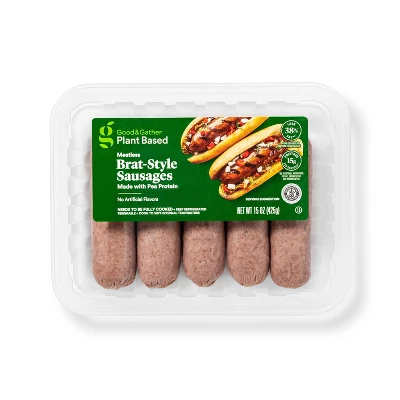 Plant Based Bratwurst Style Sausages - 15oz - Good & Gather™ 4 Plant Based Bratwurst Style Sausages - 15oz - Good & Gather™ - Image 4