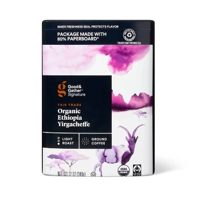 Signature Coffee Organic Ethiopian Yirgacheffe Light Roast Ground Coffee - 12oz - Good & Gather™ 4 Signature Coffee Organic Ethiopian Yirgacheffe Light Roast Ground Coffee - 12oz - Good & Gather™ - Image 4
