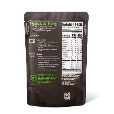 90 Second Black Lentils Microwavable Pouch - 8oz - Good & Gather™ 2 90 Second Black Lentils Microwavable Pouch - 8oz - Good & Gather™ - Image 2