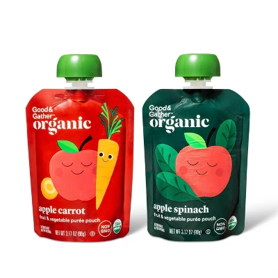 Organic Applesauce Pouches - Apple Carrot & Apple Spinach - Good & Gather™ 1 Organic Applesauce Pouches - Apple Carrot & Apple Spinach - Good & Gather™