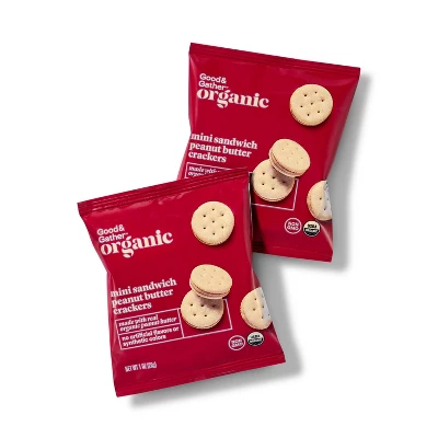 Organic Mini Peanut Butter Sandwich Crackers - 8oz/8ct - Good & Gather™ 1 Organic Mini Peanut Butter Sandwich Crackers - 8oz/8ct - Good & Gather™