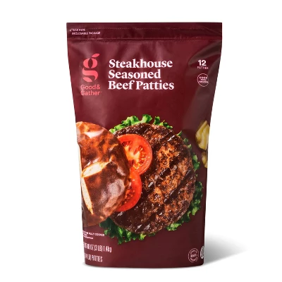 Steakhouse Seasoned Beef Burger Patties - Frozen - 48oz/12ct - Good & Gather™ 4 Steakhouse Seasoned Beef Burger Patties - Frozen - 48oz/12ct - Good & Gather™ - Image 4