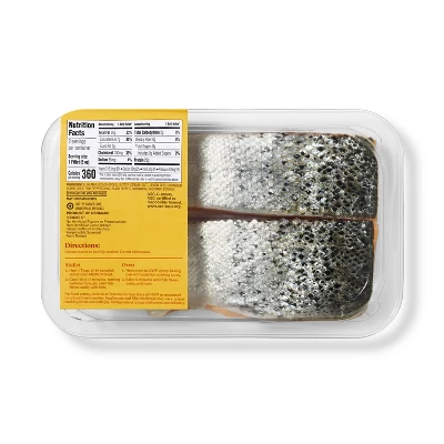 Skin-On Atlantic Salmon With Lemon Pepper Butter - 10.7oz/2pk - Good & Gather™ 1 Skin-On Atlantic Salmon With Lemon Pepper Butter - 10.7oz/2pk - Good & Gather™