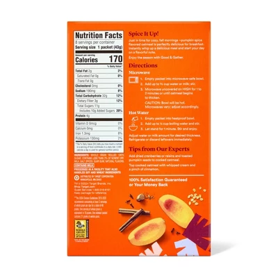 Pumpkin Spice Naturally Flavored With Other Natural Flavors Instant Oatmeal - 12.1oz - Good & Gather™ 1 Pumpkin Spice Naturally Flavored With Other Natural Flavors Instant Oatmeal - 12.1oz - Good & Gather™