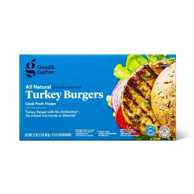 All Natural Turkey Burger Patties - Frozen - 32oz/6ct - Good & Gather™ 4 All Natural Turkey Burger Patties - Frozen - 32oz/6ct - Good & Gather™ - Image 4