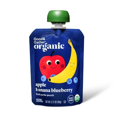 Apple Banana Blueberry Fruit Puree Pouches - 4.76lb/24ct - Good & Gather™ 1 Apple Banana Blueberry Fruit Puree Pouches - 4.76lb/24ct - Good & Gather™